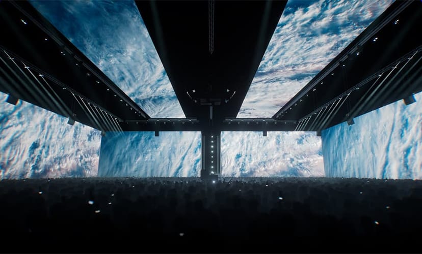 Immersive 360-degree digital display at Expo Santa Fe convention center for experiential events.