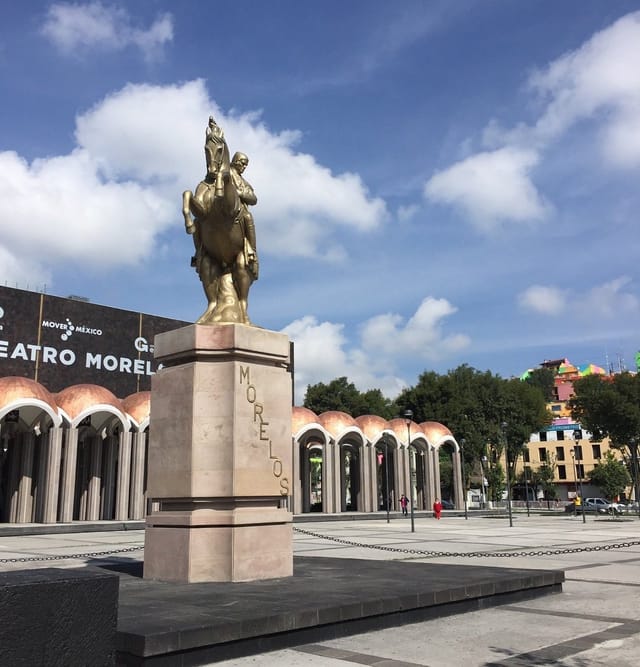 Teatro Morelos outdoor plaza with architectural arches for corporate events and brand activations.