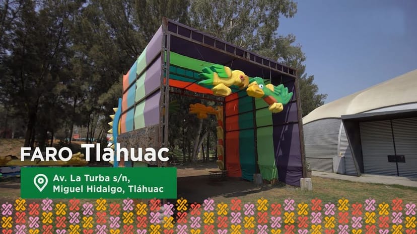 Colorful entrance portal at FARO Tláhuac, ideal for community festivals and creative pop-up events.