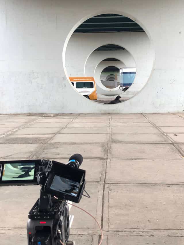 Iztapalapa Historical Archive open-air load-in zone for event production logistics and site setup.