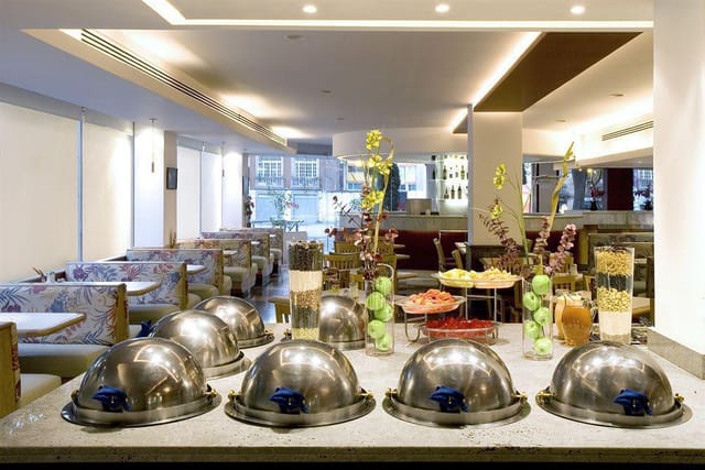 Stanza Hotel buffet breakfast station for corporate events and catering.