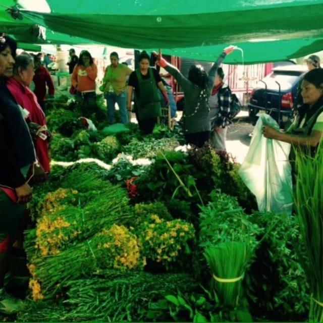 Market vendor stall with sagging canopy at Mercado Jardín Balbuena, event safety risk.