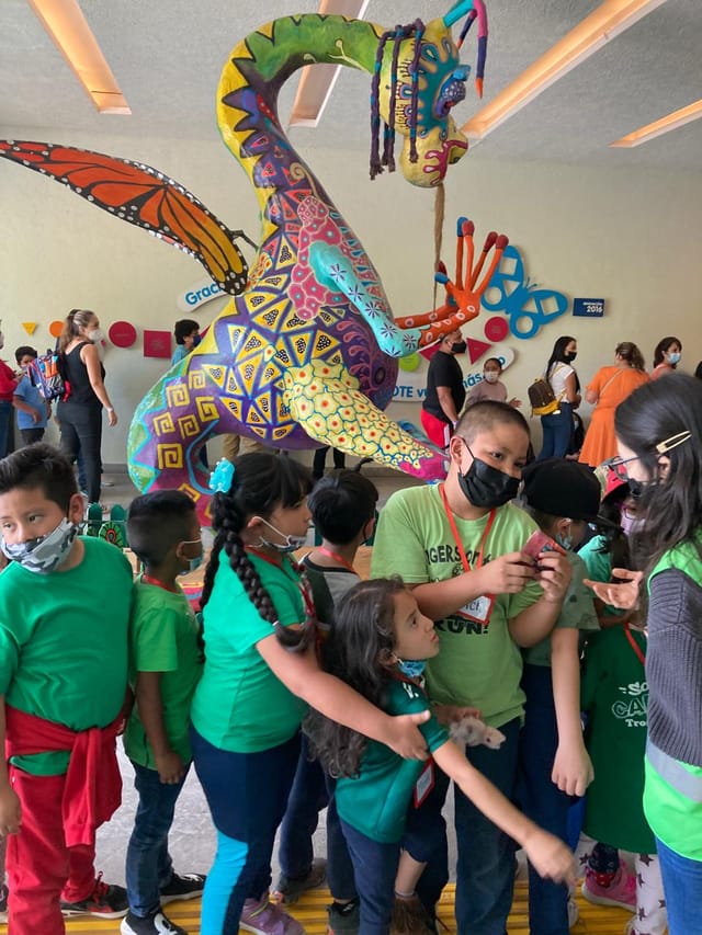 Large-scale art installation at Casa de Las Bombas youth educational workshop and cultural event.