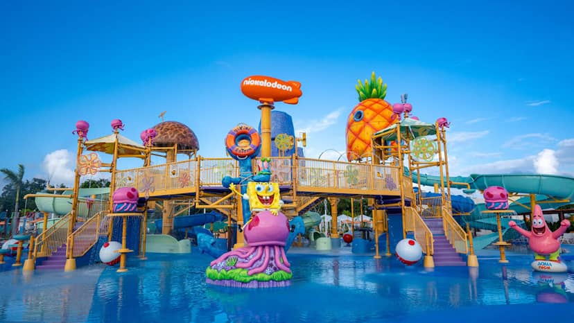 Nickelodeon Place at Riviera Maya resort, featuring vibrant splash pads for family vacation fun.
