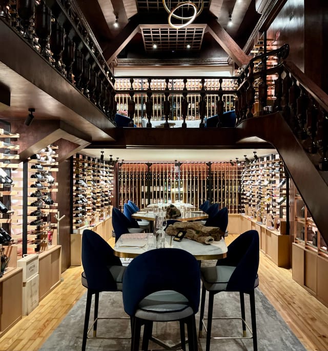 Private wine bar dining room for corporate receptions and exclusive wine tastings.
