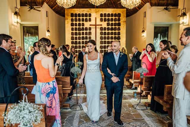Banyan Tree Mayakoba wedding ceremony with custom altar for luxury destination weddings.