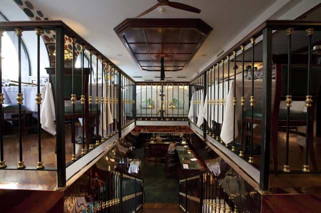 Split-level Brasserie du Grand Chêne for intimate dining and boutique event venue hire.