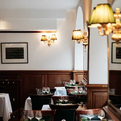 Elegant Brasserie du Grand Chêne venue for corporate dinners and executive board meetings.