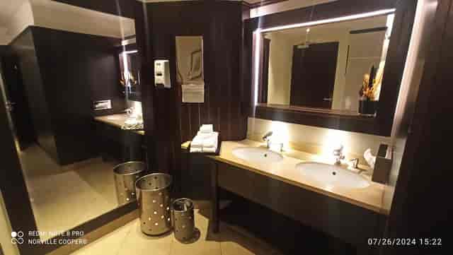 Luxury restroom at Lausanne Palace Salon Olympique for upscale event hosting and gala planning.
