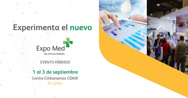 Expo Med Mexico hybrid event flyer: medical trade show marketing at Centro Citibanamex.