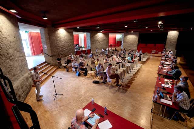 Salle des Fêtes at Casino de Montbenon: Industrial conference and workshop venue setup.