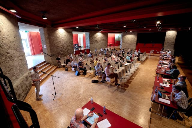 Salle des Fêtes at Casino de Montbenon: Industrial conference and workshop venue setup.