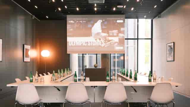 U-shape boardroom in Olympic Museum for professional executive briefing and workshops.