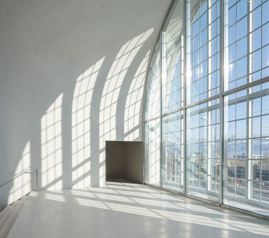 Musée cantonal des Beaux-Arts, PLATEFORME 10 concrete facade, architectural photography, event venue.