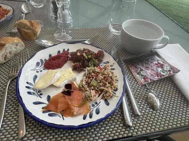 Côté Jardin lunch buffet: plated gourmet meal for corporate event catering and conference dining.