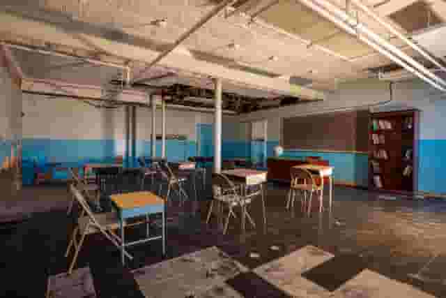 Classroom, TV Wall, Clock Stairway, Hall of Lamps, and Backyard