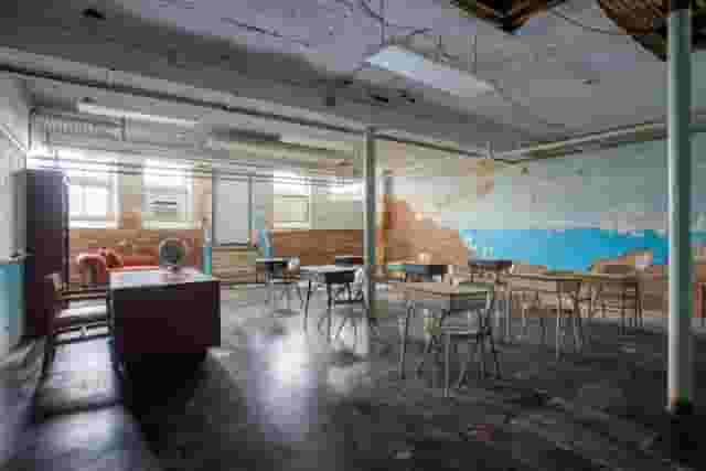 Classroom, TV Wall, Clock Stairway, Hall of Lamps, and Backyard