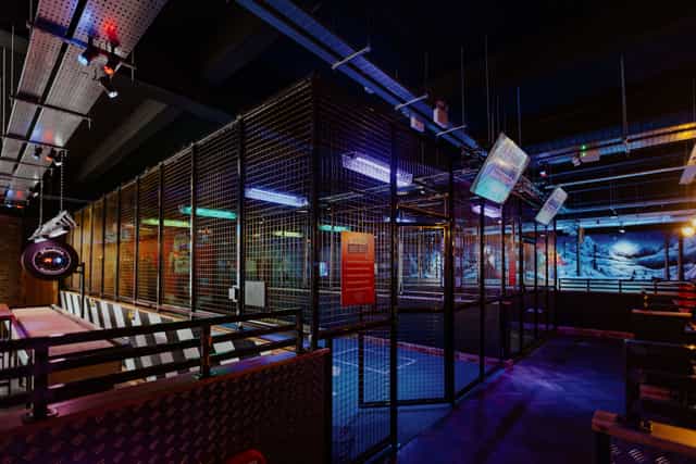 Industrial gaming arena at Roxy Ball Room Leicester for corporate team building and networking.