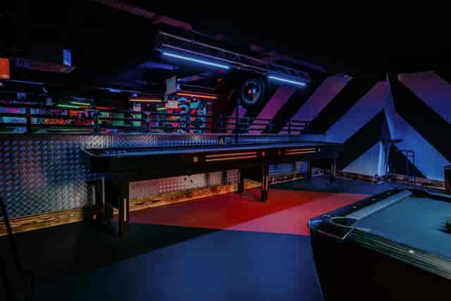 Roxy Ball Room York: trendy event space with gaming tables for corporate gatherings or social events.