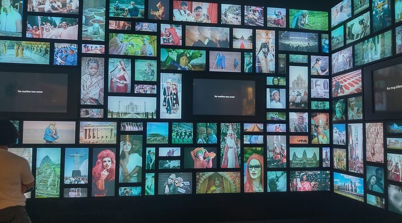 Digital mosaic gallery display for immersive museum exhibits and trade show experiential activations.