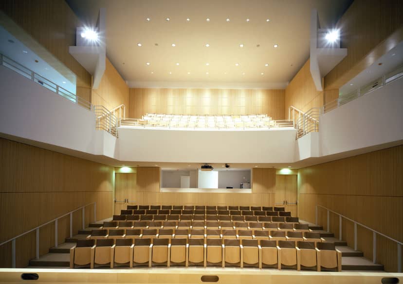 Modern Ara Pacis Auditorium with tiered seating for events and presentations.