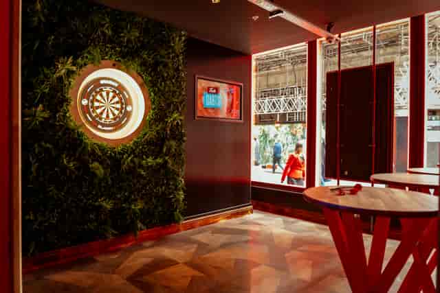 Vibrant darts area in Roxy Ball Room, ideal for networking and team-building events.