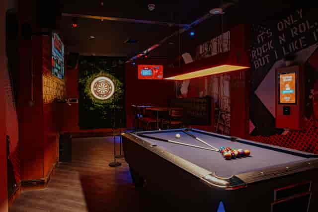 VIP Room at Roxy Ball Room, St Mary Axe: modern space with pool table for events and gatherings.