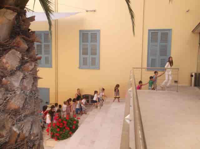 Leventis Museum courtyard event venue with stone stairs for guided tours and corporate gatherings.