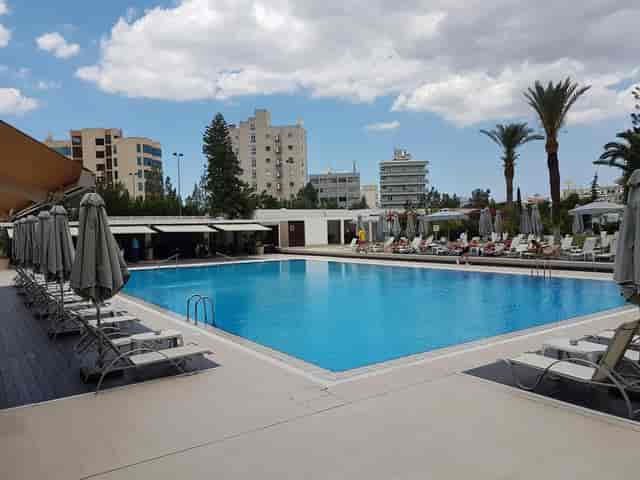 Outdoor pool deck at The Landmark Nicosia for corporate incentive travel and team-building events.