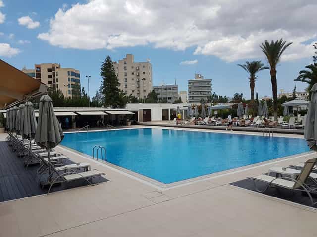 Outdoor pool deck at The Landmark Nicosia for corporate incentive travel and team-building events.