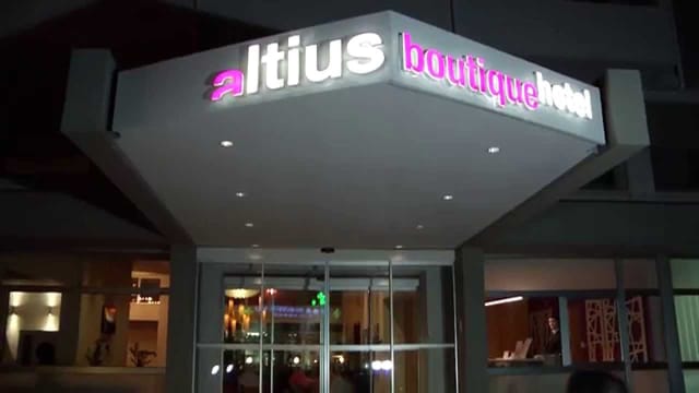 Illuminated entryway of AMAVI Restaurant, ideal for private dinners and corporate retreats.