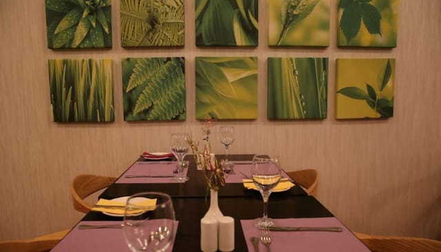 AMAVI Restaurant biophilic dining setup for intimate networking lunch or board meeting.