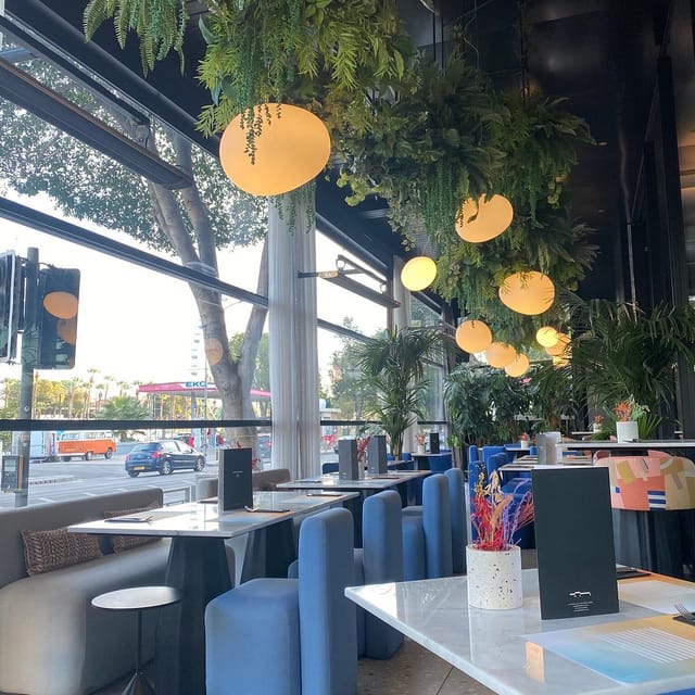 Modern restaurant at MAP Hotel Cyprus with biophilic design for networking mixers and luncheons.