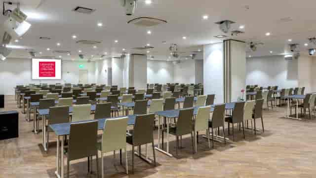 Classroom-style conference ballroom for corporate training and workshops at Leonardo Hotels Cyprus.