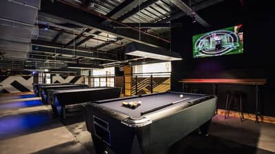 Modern pool area at King Pins, Trafford Palazzo for casual gatherings and team-building events.