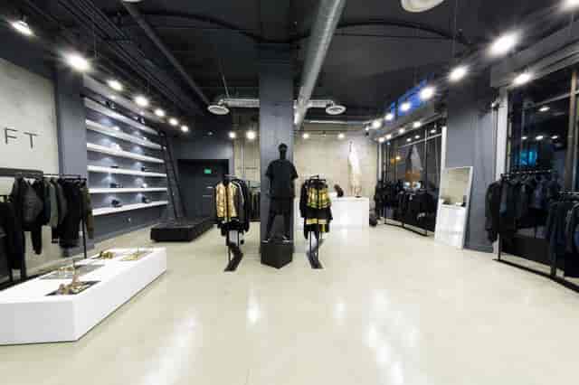 Industrial-chic Skinste retail space for high-end product launch and brand activation events.