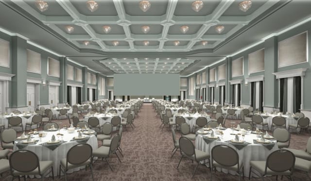 Washington Ballroom, Milan Marriott: Pillar-free space for corporate conferences and formal banquets.