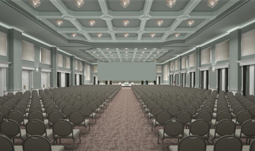 Washington Ballroom, Milan Marriott: Theater-style stage for corporate conferences and events.