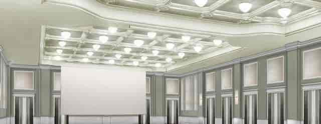 Washington Ballroom in Milan Marriott Hotel with high ceilings for corporate presentations or events.