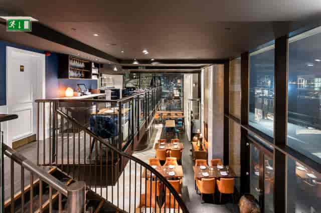 Mala Indian Kitchen terrace with chic mezzanine: ideal for private dinner and networking events.
