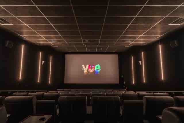 Vue Poole cinema auditorium with tiered seating for corporate presentations and private screenings.