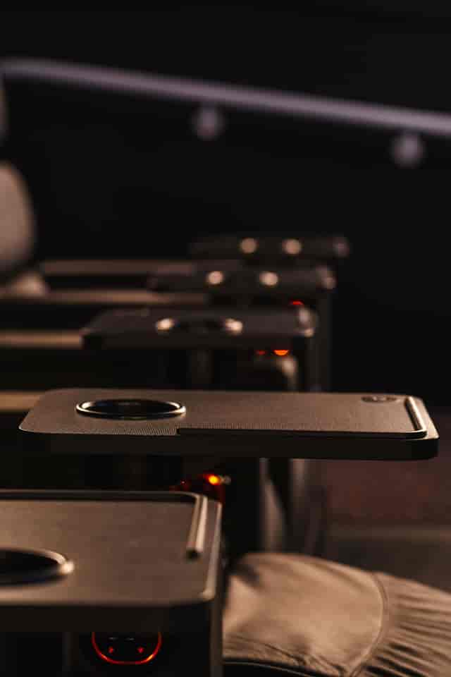 Luxury Vue Poole cinema auditorium with tablet seating for corporate events and film screenings.