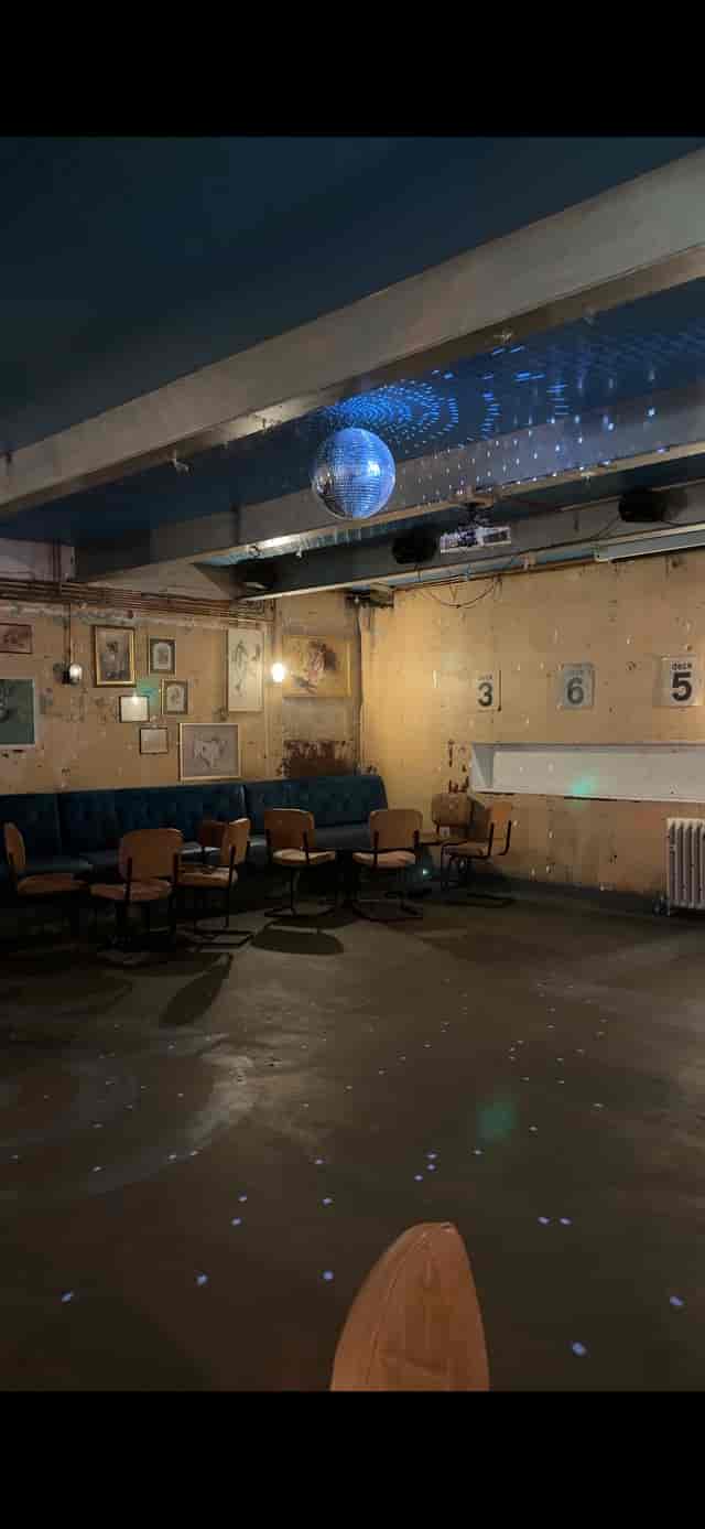 Industrial-chic Basement Bar in Dalston, ideal for intimate networking events and workshops.