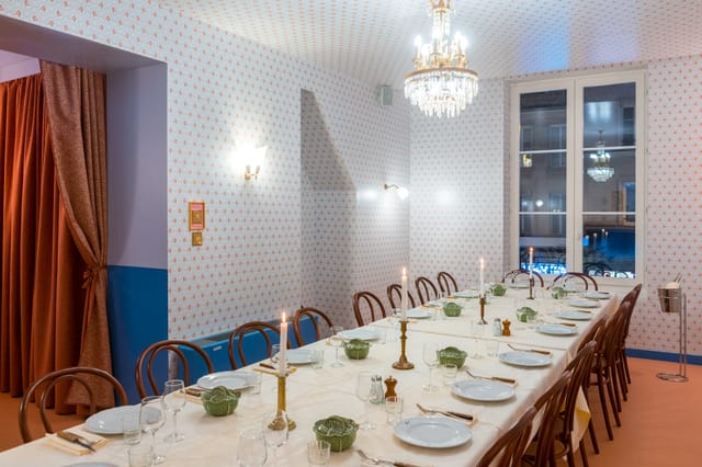 Private dining room at Salon Marie-Lou, Brasserie Rosie, for corporate dinners and board meetings.