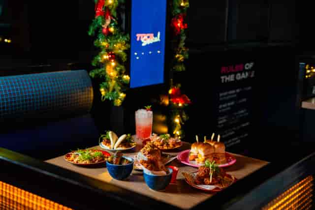 Vibrant dining setup at TOCA Social Birmingham for festive Christmas events.