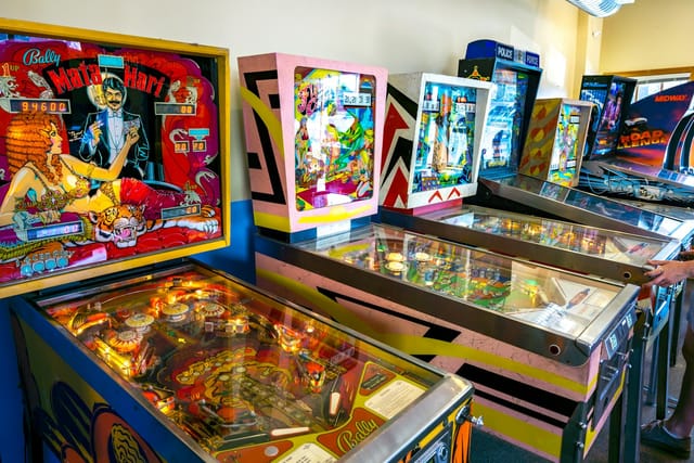 Classic arcade games setup for corporate receptions and interactive event entertainment.