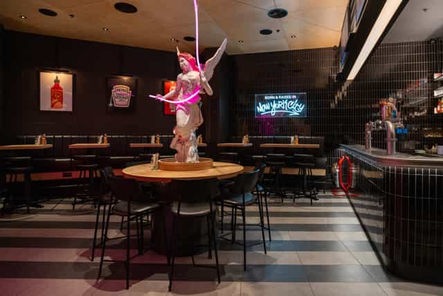 BoomBox Bar at Black Tap: High-top seating for edgy networking receptions and cocktail events.