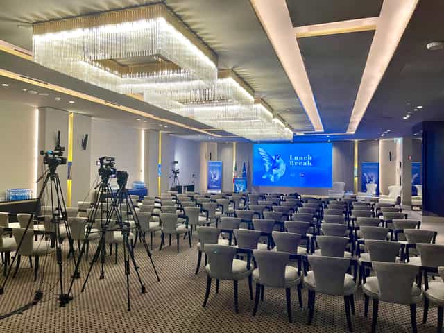 Gala Ballroom I setup for a conference with professional lighting and seating arrangement.