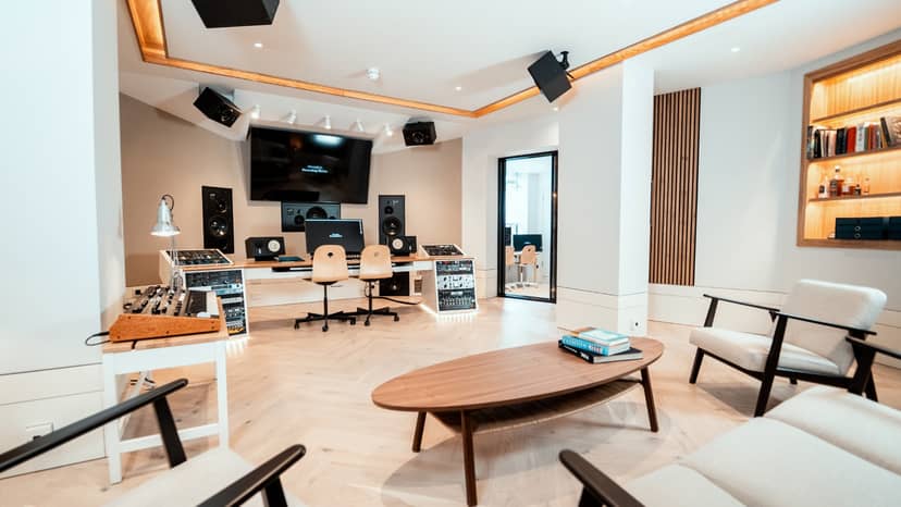 High-end Shoreditch recording studio: acoustically treated breakout room for corporate events.