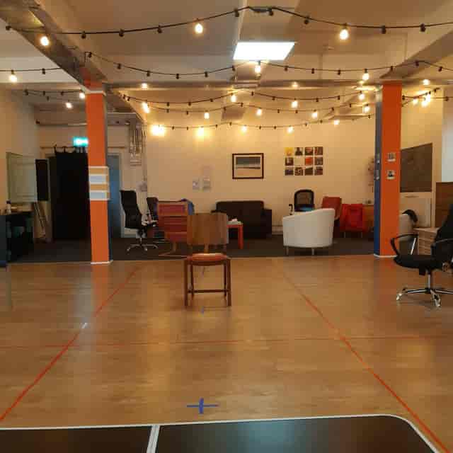 Meditation center breakout space with bistro lighting for networking and creative workshops.